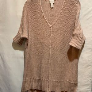 CHICOS SWEATER BOXY SHORT DOLMAN SLEEVE SZ 1 BLUSH